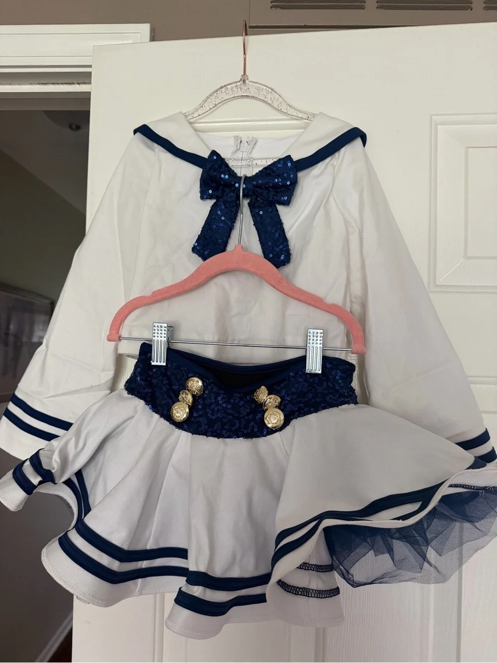 Navy & White Sailor Kids Costume Dress with Bow